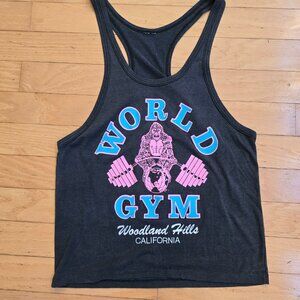 vintage Y2K | gray World Gym sporty muscle tank top | MENS S
